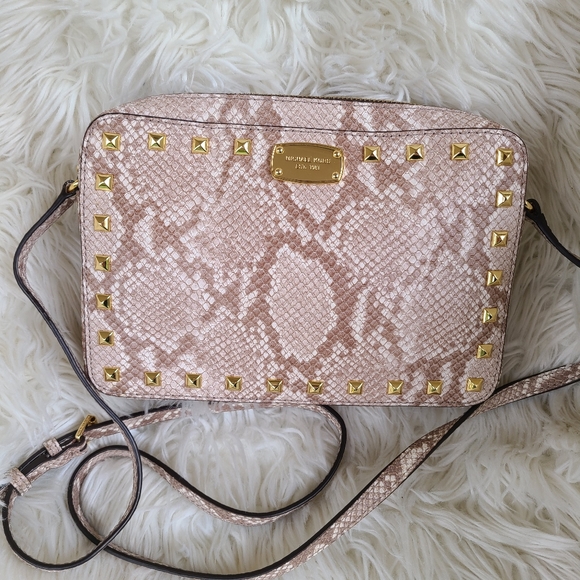 Michael Kors Handbags - Michael Kors East West Jet Set Stud MulticolSnakeskin Crossbody-New Without Tags